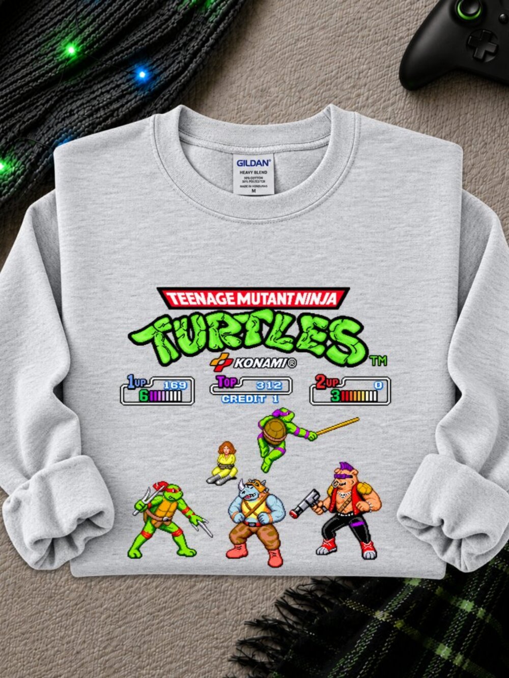 TMNT Arcade Game Sweatshirt Adult Graphic Crewneck 90s Retro Video Gamer Gift